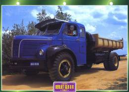 FICHE CARTONNE 25x18.5 CM CAMION DOC.AU DOS VOIR SCAN SERIE PORTEUR 1957 BERLIET GLR 8 R - Camion