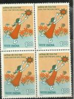 INDIA, 1990, Care For The Girl Child, Block Of 4,  MNH, (**) - Unused Stamps