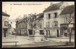 CPA ANCIENNE- FRANCE- SARTROUVILLE (78)- RUE DE LA SEINE ET PLACE NATIONALE EN HIVER- FAONTAINE ANIMÉE- CAFÉ- CONFECTION - Sartrouville