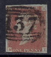 GB 1841 QV 1d PENNY RED IMPERF BLUED PAPER ( M & I ) USED STAMP PMK 137 WMK 2.( D903) - Usati