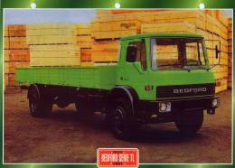 FICHE CARTONNE 25x18.5 CM CAMION DOC.AU DOS VOIR SCAN SERIE PORTEUR 1981 BEDFORD SERIE TL - Trucks