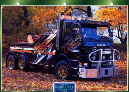 FICHE CARTONNE 25x18.5 CM CAMION DOC.AU DOS VOIR SCAN SERIE PORTEUR 1988 SCANIA R142H SWEMPAS - Camiones