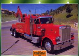 FICHE CARTONNE 25x18.5 CM CAMION DOC.AU DOS VOIR SCAN SERIE PORTEUR 1990 PETERBILT 359 WRECKER - Camiones