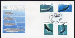 Australia 1982 Whales FDC - Humpback, Southern Right, Sperm Whale, Blue Whale - Wale