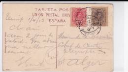 ESPAGNE - 1910 - CARTE POSTALE De TENERIFE Pour ALGER (ALGERIE) - TARIF à 12 Cs. - Cartas & Documentos