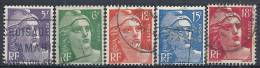 1951 FRANCIA USATO MARIANNA DI GANDON 5 VALORI - FR601 - 1945-54 Marianne Of Gandon