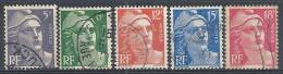 1951 FRANCIA USATO MARIANNA DI GANDON 5 VALORI - FR601-2 - 1945-54 Marianne Of Gandon