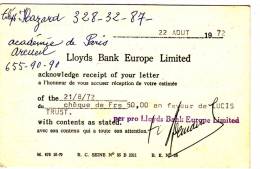 LLOYDS BANK EUROPE LIMITED 1972 - Banques