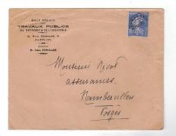 Enveloppe Avec Entête « Ecole TP De M. Eyrolles »,Années 20 De Paris (75), Timbre N°52 Seul, - 1893-1947