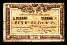 BON - BILLET - MONNAIE - CHAMBRE DE COMMERCE - 50 CENTIMES DE QUIMPER ET BREST FINISTERE 29 SERIE E 214196 - Handelskammer