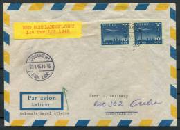 1945 Sweden Stockholm Airmail Flight Cover - Briefe U. Dokumente