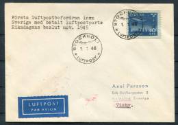 1946 Sweden Stockholm - Visby Airmail Flight Cover - Briefe U. Dokumente