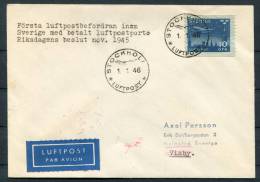 1946 Sweden Stockholm - Visby Airmail Flight Cover - Brieven En Documenten