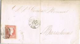 Carta Entera Tarrega (Lerida) 1858. 4 C. Variedad Impresion - Briefe U. Dokumente