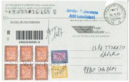 790-Italia Storia Postale- Segnatasse X £. 9.600 Su  Avviso Di Ricevimento Notificazioni Atti Giudiziari -Raccomandata - - Postage Due