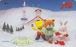 Télécarte Japon / 110-011 - JTB - OURS NOUNOURS LAPIN SKI - TEDDY BEAR & RABBIT Japan Phonecard  - 602 - Kaninchen