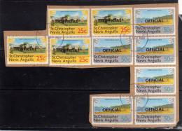 SAINT CHRISTOPHER NEVIS ANGUILLA 1980 LANDSCAPES OVERPRINTED OFFICIAL - PAESAGGI SOPRASTAMPATI USED ON CHIP - St.Christopher-Nevis & Anguilla (...-1980)