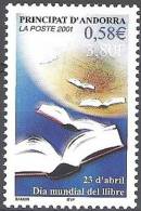 Andorre Français 2001 Yvert 545 Neuf ** Cote (2015) 2.40 Euro Journée Mondiale Du Livre - Unused Stamps