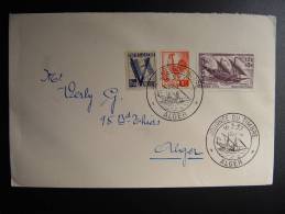 ALGERIE JOURNEE DU TIMBRE 1957 TAG DER BRIEFMARKE COQ ALGER HAHN - Brieven En Documenten