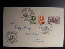 ALGERIE JOURNEE DU TIMBRE 1957 TAG DER BRIEFMARKE COQ ALGER HAHN - Cartas & Documentos