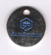 Jeton  De   Caddie  Automobile  Argenté  Auto  Sécurité  Verso  Idem - Trolley Token/Shopping Trolley Chip