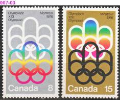 CANADA, 1976, Montreal SUMMER OLYMPIC GAMES; Set Of 2, MNH (**); Sc./Mi. 623-24 / 532-33 - Verano 1976: Montréal