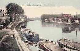 LAGNY-POMPONNE - Bords De Marne - Superbe Carte  Colorée Avec Péniches à Quai - Lassigny