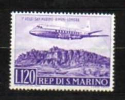 1959 S. Marino Volo Rimini Londra Aerea N 128 Integro MNH** - Poste Aérienne
