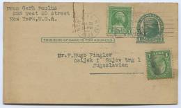 United States - NEW YORK, 1933. Postal Stationery To Yugoslavia - Other & Unclassified