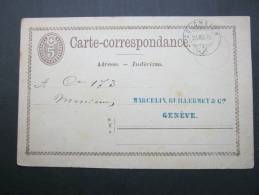 1875, COLOMBIER, Klarer Stempel Auf Karte - Lettres & Documents