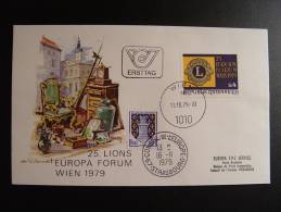 25. LIONS FORUM WIEN VIENNE 1979 FDC CONSEIL DE L´EUROPE CEPT EUROPA PARLAMENT - Lettres & Documents