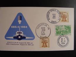 SBS-4 STS/41-D HOUSTON KENNEDY SPACE CENTER 1984 FDC CONSEIL DE L´EUROPE CEPT EUROPA PARLAMENT - Lettres & Documents