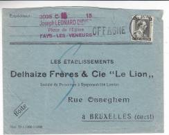 Belgique - Lettre De 1940  ?? - Avec Griffe Offagne - Publicité Delhaize - Chocolats - Biscuits - Confiseries - Cartas & Documentos