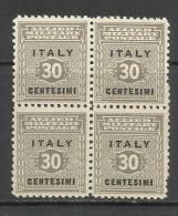 OCCUPAZIONE ANGLO-AMERICANA SICILIA 1943 CENT. 30 MNH QUARTINA - Anglo-american Occ.: Sicily