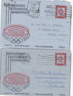 Australia 1957 Melbourne Olympics 2 Used Aerogramme - Aérogrammes