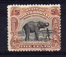 North Borneo - 1925 - 5 Cents Elephant (Perf 12½) - Postally Used - Bornéo Du Nord (...-1963)