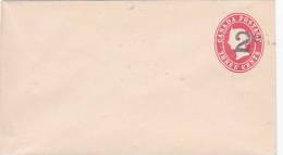 Canada  Queen Victoria 2c On 3c  Prepaid Envelope Unused - 1860-1899 Reign Of Victoria