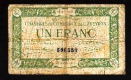 BON-BILLET-MONNAIE-CHAMBRE DE COMMERCE DE L'AVEYRON 12 - 1 FRANC N° 596557 VENDU EN L'ETAT 2 SCANS - Handelskammer