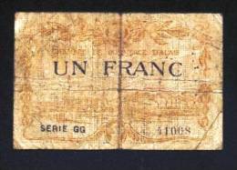 ALAIS ALES GARD 30 BON-BILLET-MONNAIE CHAMBRE DE COMMERCE - 1 FRANC N° 41068 SÉRIE GG. VENDU EN L'ETAT 2 SCANS  Serbon63 - Cámara De Comercio