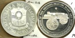 PHILIPPINES 50 PISO SHIELD FRONT MINT BUILDING COIN BACK 1977 PROOF AG SILVER KM218 READ DESCRIPTION !! - Philippines