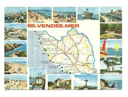 Cp, Carte Géographique, Vendée-Mer, écrite - Carte Geografiche