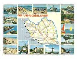 Cp, Carte Géographique, Vendée-Mer, Voyagée 1973 - Landkarten