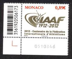 Monaco 2012 - Yv N° 2835 ** - Centenaire De La Fédération Internationale D´Athlétisme (IAAF) - Nuovi