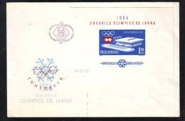 JEUX OLYMPIQUE D`HIVER 1964 INNSBRUCK,COVER FDC IMPERFORATED BLOCK ROMANIA. - Winter 1964: Innsbruck