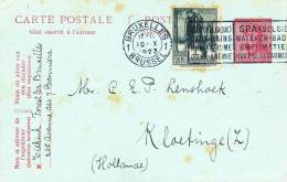 128/20 - Entier Casqué + TP Invalides De Guerre BRUXELLES 1923 Vers KLOETINGE NL - Postcards 1909-1934