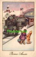 CPA ILLUSTRATEUR DESSIN ENFANTS TRAIN GARE **  ARTIST DRAWN CARD CHILDREN TRAIN STATION ** COLOPRINT - Dessins D'enfants