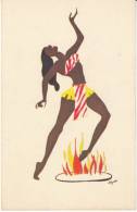 Bahamas Elysee Artist Signed 'Fire Dancer' Dancing Native Woman C1950s/60s Vintage Postcard - Bahamas