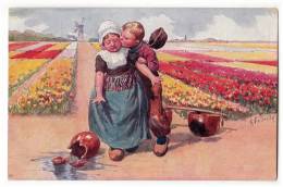 ILLUSTRATORS KARL FEIERTAG KISS IN THE FIELD OLD POSTCARD - Feiertag, Karl