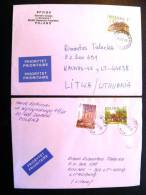 2 Covers Sent From Poland To Lithuania, Dwor Church - Covers & Documents