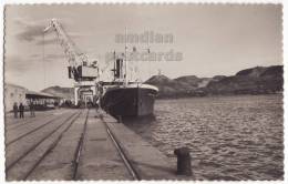 SPAIN CARTAGENA~PUERTO COMMERCIAL~HARBOR~CARGO SHIP~CRANE~c1940s RPPC Postcard  [c4841] - Murcia